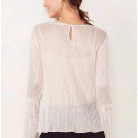 New Lauren Conrad Womens Small Sheer Beige Gold Top Ethereal Fairy Whimsigoth - Picture 2 of 11